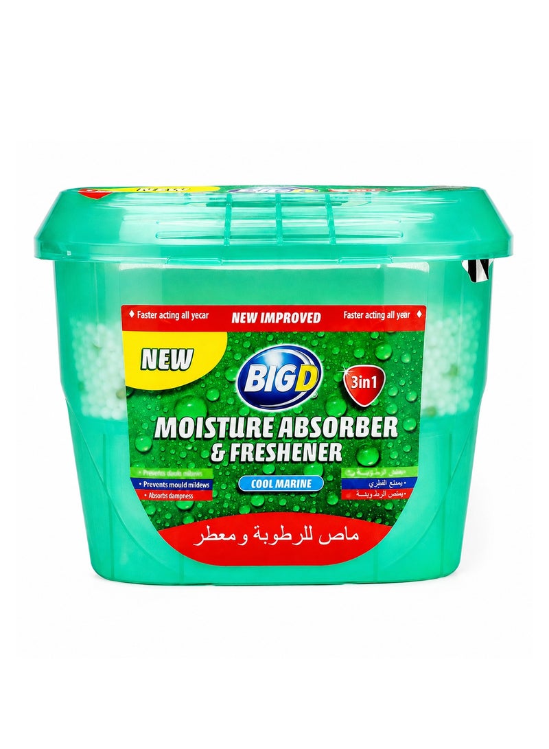 BIG D ماص الرطوبة والمعطر الكبير د - البحر البارد 12 أسبوعًا - سريع المفعول، مقاوم للتسرب، منع الروائح، التحكم في العفن والفطريات - Image 1
