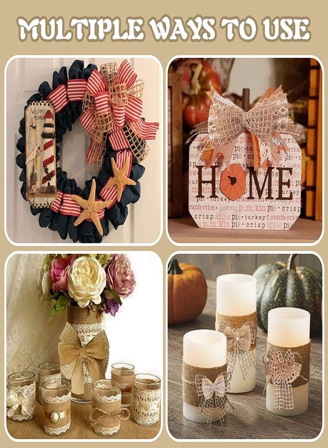 Just Flowers Burlap Lace Mesh Burlap Ribbon Weeding Trim Craft Wrapping Ribbon for Holiday Party DIY Handmade Artist Home Decoration Packaging (Pack of 2 Jute Lace) - Image 5