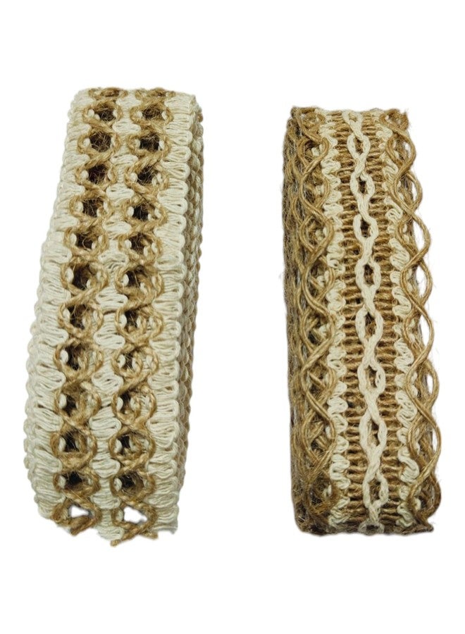Just Flowers Burlap Lace Mesh Burlap Ribbon Weeding Trim Craft Wrapping Ribbon for Holiday Party DIY Handmade Artist Home Decoration Packaging (Pack of 2 Jute Lace) - Image 1