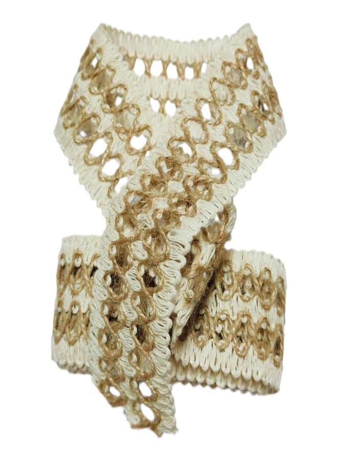 Just Flowers Burlap Lace Mesh Burlap Ribbon Weeding Trim Craft Wrapping Ribbon for Holiday Party DIY Handmade Artist Home Decoration Packaging (Pack of 2 Jute Lace) - Image 2
