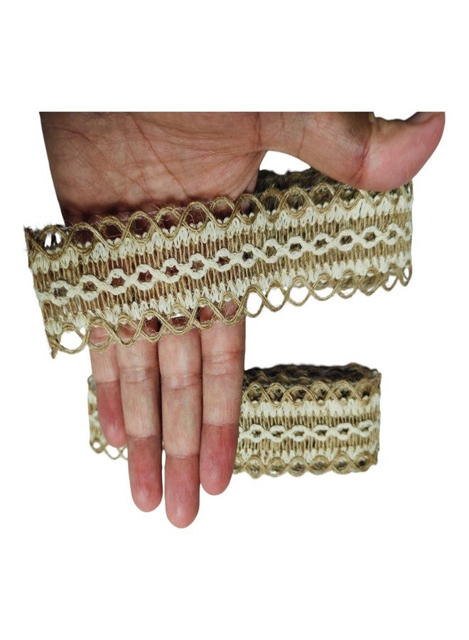 Just Flowers Burlap Lace Mesh Burlap Ribbon Weeding Trim Craft Wrapping Ribbon for Holiday Party DIY Handmade Artist Home Decoration Packaging (Pack of 2 Jute Lace) - Image 3