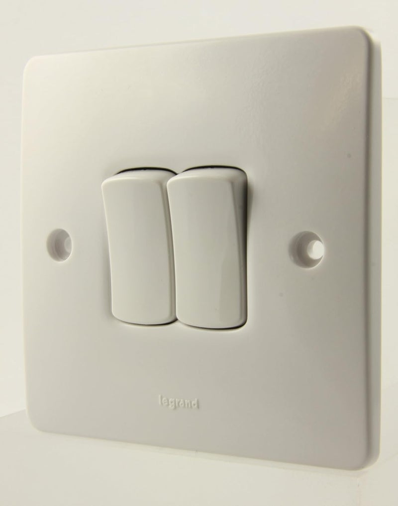 Legrand Synergy White Single Pole 2 Gang Way 10A 250V - 730002 Plate Switch