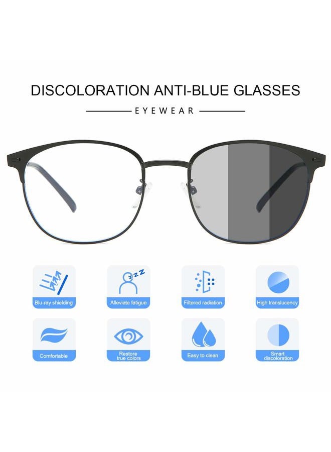 YIMI Reading Glasses Blue Light Blocking Computer Readers Photochromic Sunglasses for Women Men Anti Glare UV Filter Gaming TV Phones Round Fashion Retro Frame Eyeglasses Vintage Clear Lens Eyewear - Black - Image 5