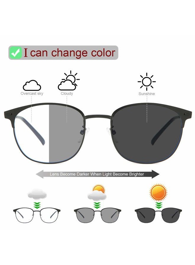 YIMI Reading Glasses Blue Light Blocking Computer Readers Photochromic Sunglasses for Women Men Anti Glare UV Filter Gaming TV Phones Round Fashion Retro Frame Eyeglasses Vintage Clear Lens Eyewear - Black - Image 2