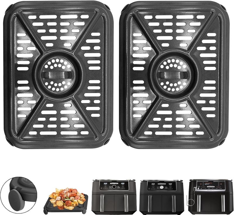 GXF Air Fryer Grill Pan for Ninja Foodi AF400UK 9.5L 6 in1 DualZone 2 Drawers Air Fryer, Replacement Air Fryer Crisper Plate Grill Plate Tray Accessories, Dishwasher Safe - Image 1