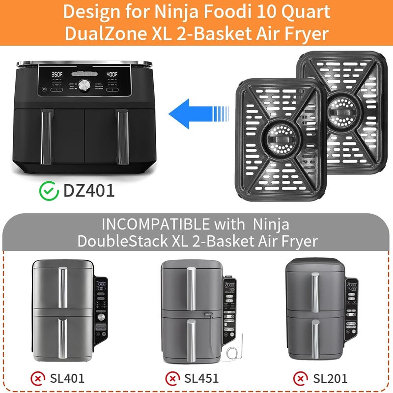 GXF Air Fryer Grill Pan for Ninja Foodi AF400UK 9.5L 6 in1 DualZone 2 Drawers Air Fryer, Replacement Air Fryer Crisper Plate Grill Plate Tray Accessories, Dishwasher Safe - Image 5