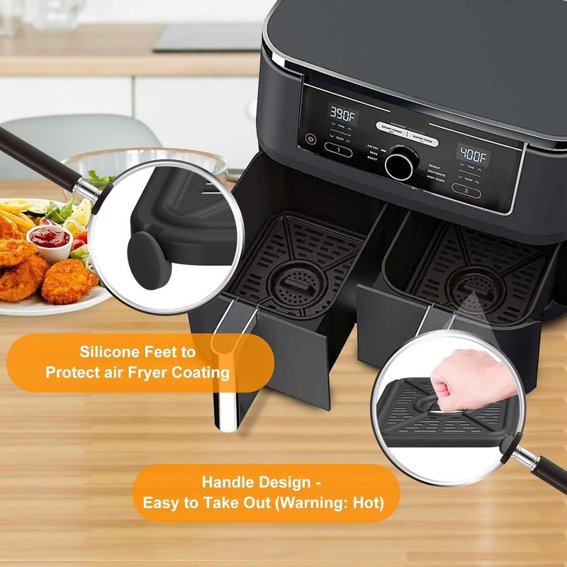 GXF Air Fryer Grill Pan for Ninja Foodi AF400UK 9.5L 6 in1 DualZone 2 Drawers Air Fryer, Replacement Air Fryer Crisper Plate Grill Plate Tray Accessories, Dishwasher Safe - Image 3