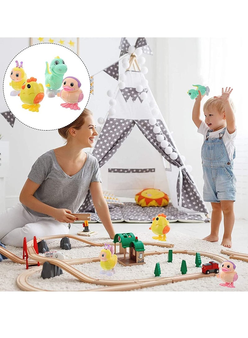 KASTWAVE Animal Wind Up Toys Chick Duck Bee Dinosaur Clockwork Toys Farm Animal Figurine Figure Statue for Toddlers Kids Carnival Birthday Party Favors 4pcs (Random Color) - Image 3