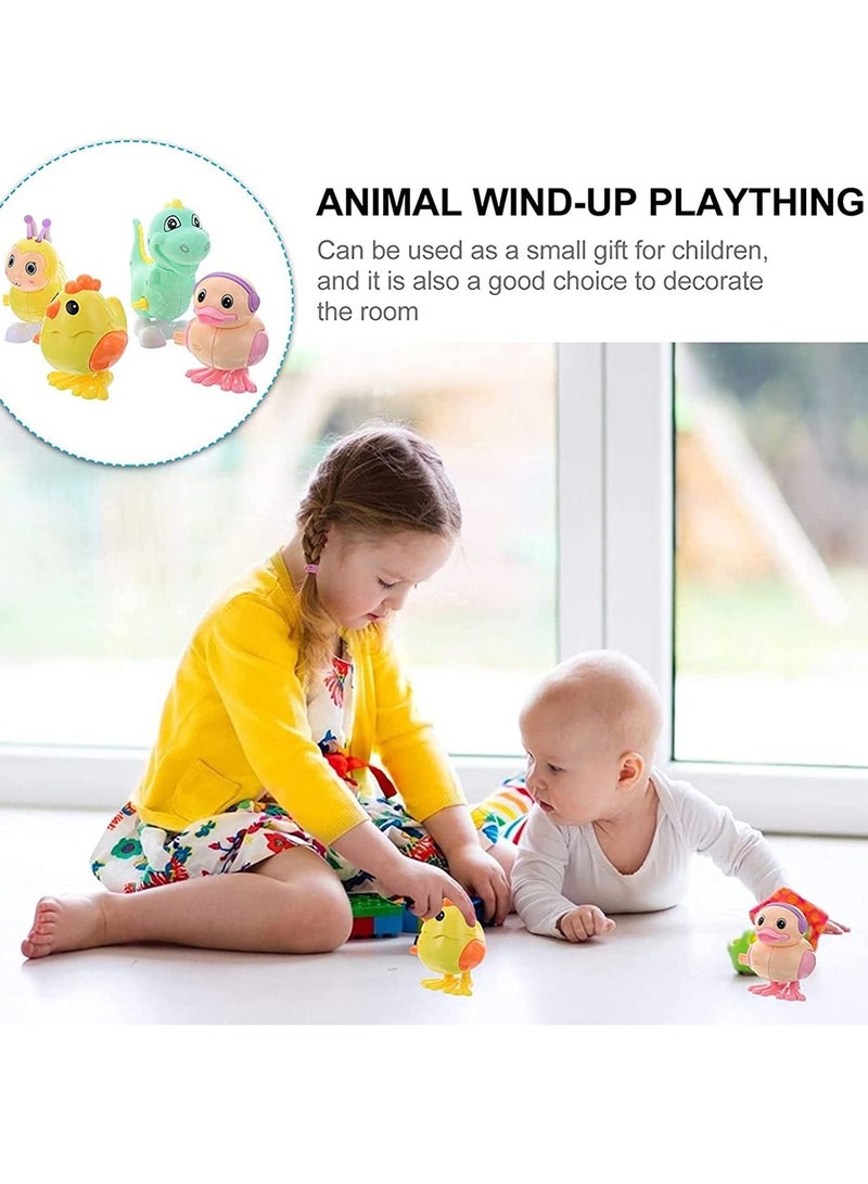KASTWAVE Animal Wind Up Toys Chick Duck Bee Dinosaur Clockwork Toys Farm Animal Figurine Figure Statue for Toddlers Kids Carnival Birthday Party Favors 4pcs (Random Color) - Image 4