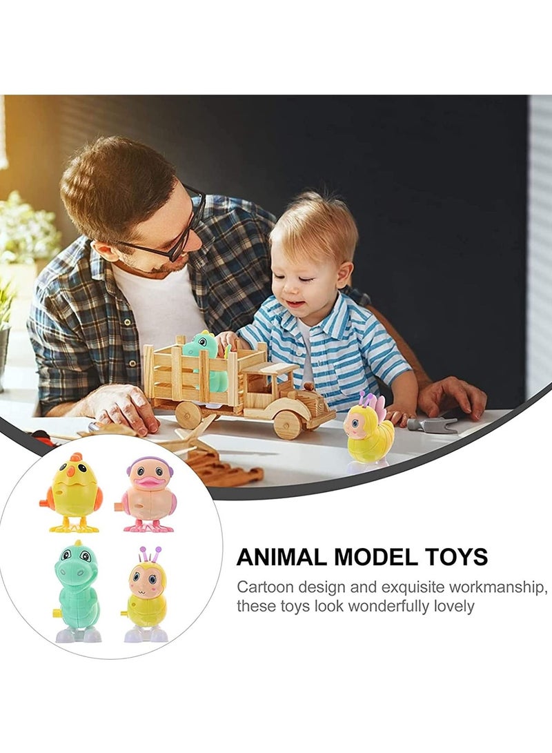 KASTWAVE Animal Wind Up Toys Chick Duck Bee Dinosaur Clockwork Toys Farm Animal Figurine Figure Statue for Toddlers Kids Carnival Birthday Party Favors 4pcs (Random Color) - Image 2
