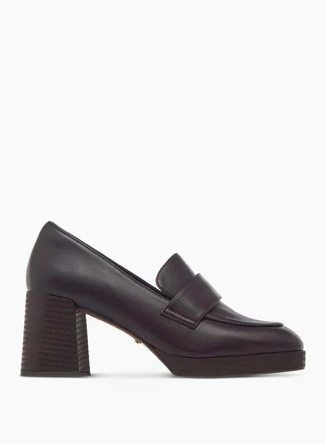 Paprika Women's Solid Slip-On Loafers With Block Heels