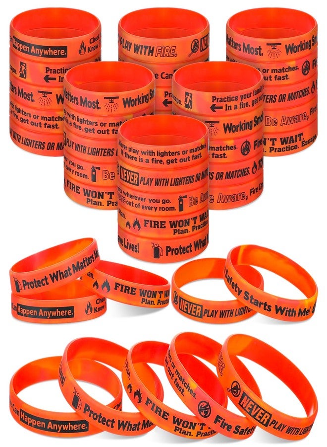 PullCrease 150 Pcs Fire Safety Awareness Wristbands 15 Styles with Safety Messages Fire Prevention Week Items Gifts Firefighter Silicone Bracelets for Campaigns, Gifts & Community Outreach - Image 1