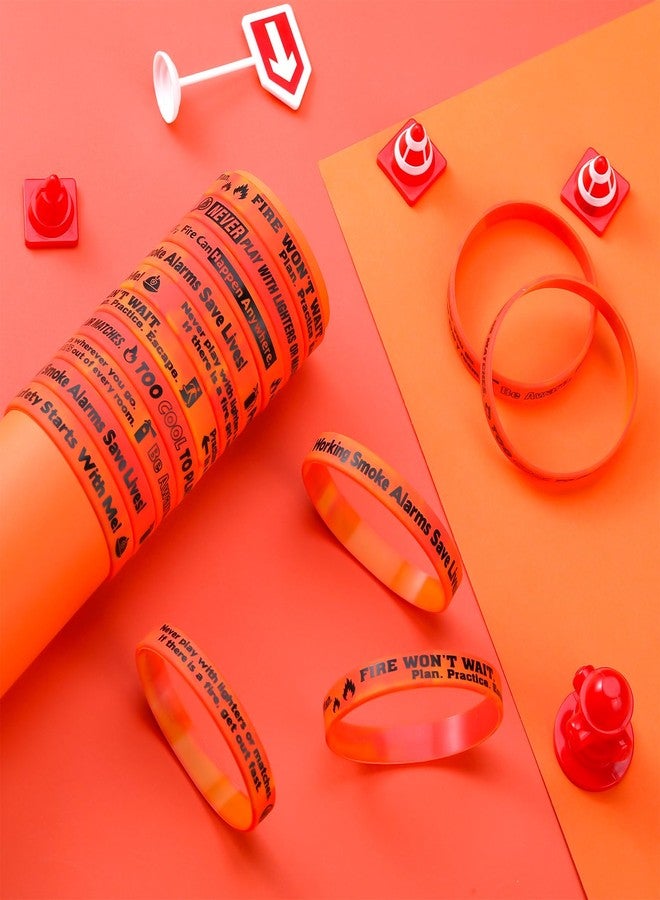 PullCrease 150 Pcs Fire Safety Awareness Wristbands 15 Styles with Safety Messages Fire Prevention Week Items Gifts Firefighter Silicone Bracelets for Campaigns, Gifts & Community Outreach - Image 3