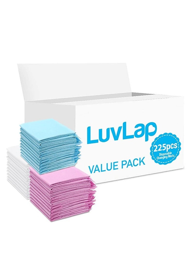 Luvlap Disposable Changing Mats, 225 Counts, Soft Waterproof Mat, Portable Leak Proof Changing Mat, New Mom Leak-Proof Under pad, Mattress Table Protector Pad - Image 1