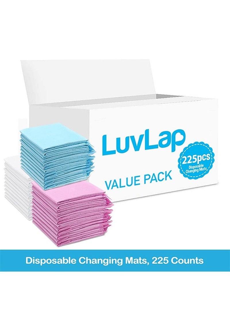 Luvlap Disposable Changing Mats, 225 Counts, Soft Waterproof Mat, Portable Leak Proof Changing Mat, New Mom Leak-Proof Under pad, Mattress Table Protector Pad - Image 2