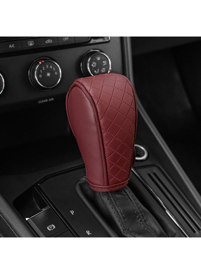 Car Perforated Breathable Cowhide Gear Sleeve Carbon Fiber Grain Leather Universal Gear Sleeve Universal Auto Accessories