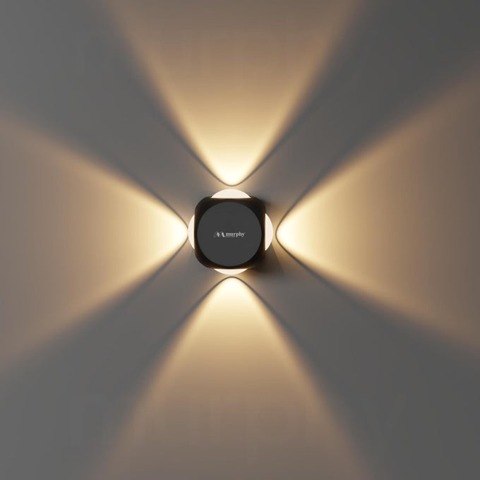 LED OUTDOOR UP/DOWN WALL LIGHT - 6W, WARM WHITE, (4 MULTI-DIRECTIONAL BEAMS), IP65 WATERPROOF ALUMINUM BODY, PACK OF 1 (2-YEAR WARRANTY)