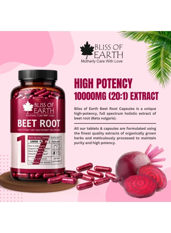 Bliss of Earth Beet Root Capsules 10000mg (20:1) High Potency Beet Root Extract | 120 Capsules | Supports Blood Circulation, Energy & Stamina | Nitric Oxide Booster | Vegan Capsules - Image 5