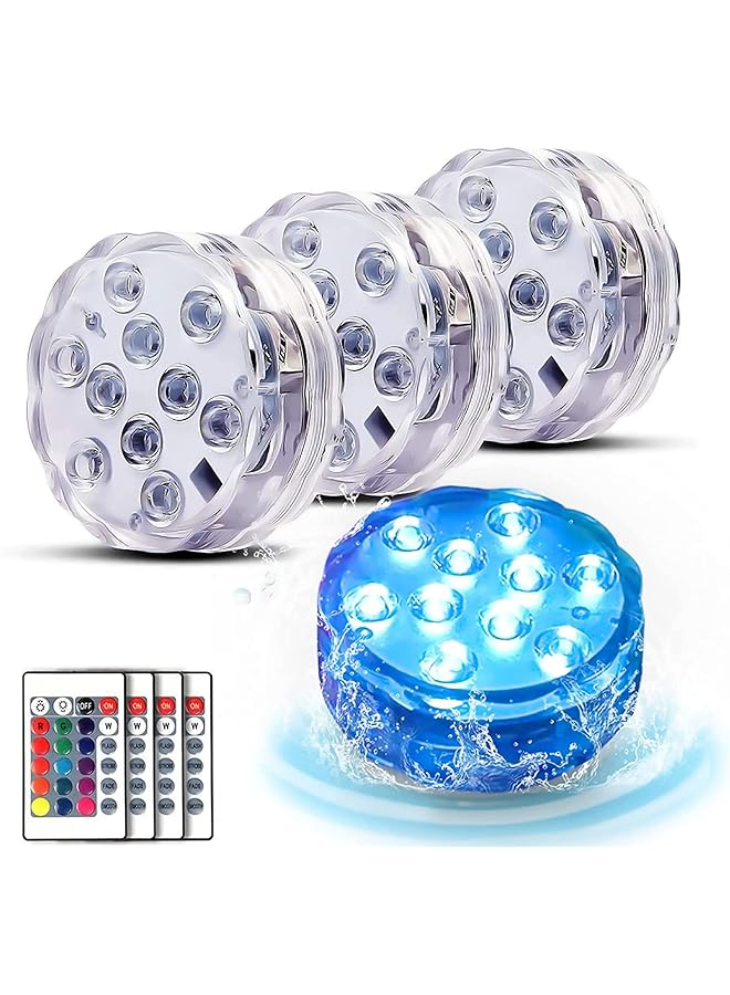 KASTWAVE Submersible Led Lights With Remote Control 4 Packs Waterproof Underwater Lights Bath Lights With 16 Colors Pond Light Light For Aquarium Vase Hot Tub Swimming Pool And Party Decoration - Image 1