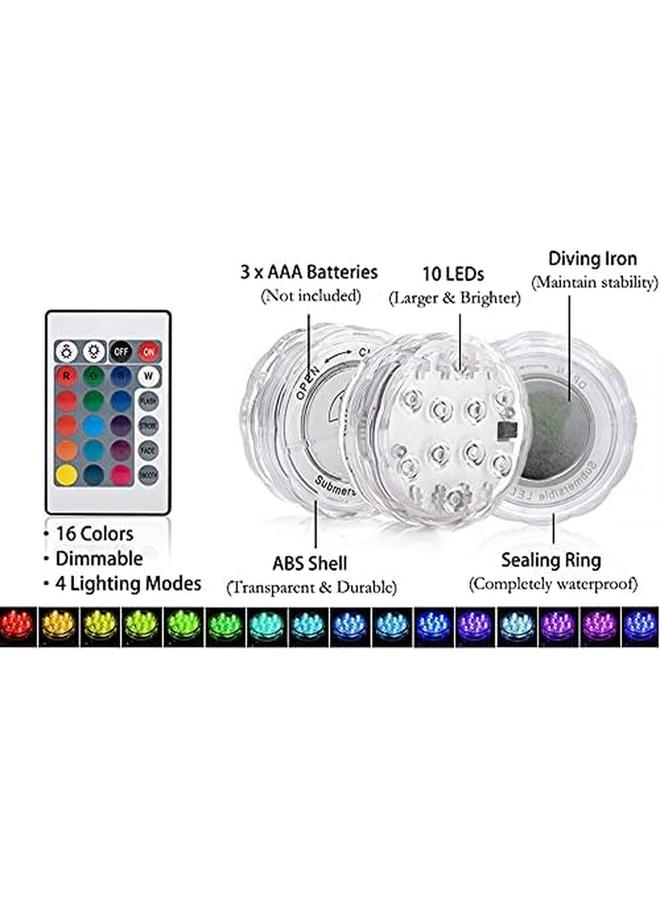 KASTWAVE Submersible Led Lights With Remote Control 4 Packs Waterproof Underwater Lights Bath Lights With 16 Colors Pond Light Light For Aquarium Vase Hot Tub Swimming Pool And Party Decoration - Image 2