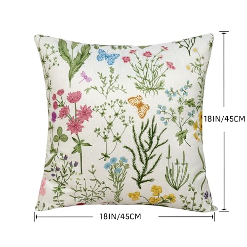 Yuubin Spring Summer Pillow Covers 18x18 Set of 4,Sage Green Wild Plant Floral Throw Pillows Case Outdoor Farmhouse Couch Home Sofa Bed Linen Pillow Decorations - Image 5