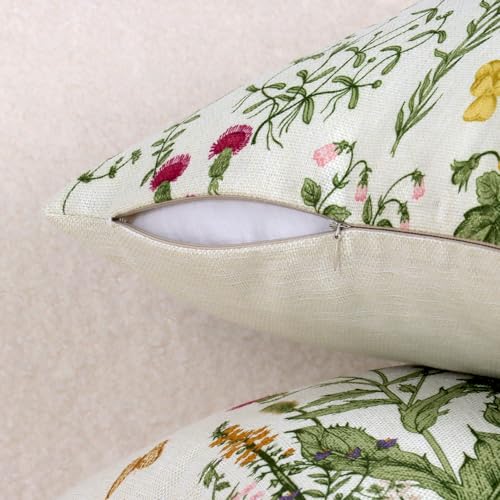 Yuubin Spring Summer Pillow Covers 18x18 Set of 4,Sage Green Wild Plant Floral Throw Pillows Case Outdoor Farmhouse Couch Home Sofa Bed Linen Pillow Decorations - Image 3