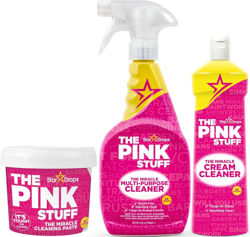 Stardrops - The Pink Stuff Miracle Cleaning Paste, Multi-Purpose Spray, And Cream Cleaner 3-Pack Bundle (1 1 Cleaner) - Image 1