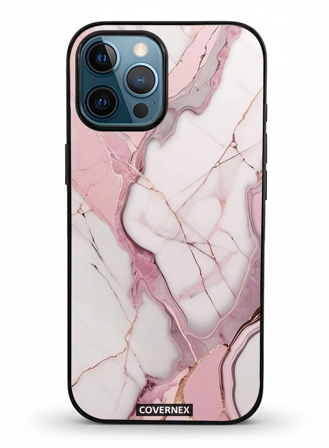 Covernex Apple iPhone 12 Pro Max Protective Case Cover Printed Featuring Rose Quartz Marble Texture - Image 2
