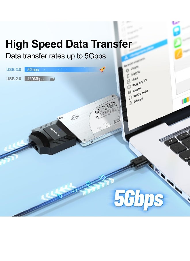 Generic - SATA to USB Adapter, USB 3.0 Hard Drive to USB Adapter for 2.5 Inch HDD/SSD, USB to Sata Adapter, External Hard Drive Reader, (No Power Supply) - Image 1