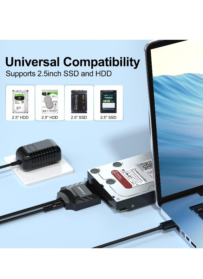 Generic - SATA to USB Adapter, USB 3.0 Hard Drive to USB Adapter for 2.5 Inch HDD/SSD, USB to Sata Adapter, External Hard Drive Reader, (No Power Supply) - Image 1
