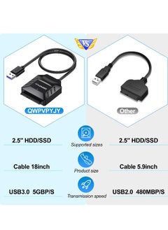 Generic SATA to USB Adapter, USB 3.0 Hard Drive to USB Adapter for 2.5 Inch HDD/SSD, USB to Sata Adapter, External Hard Drive Reader, (No Power Supply)  - Image 2