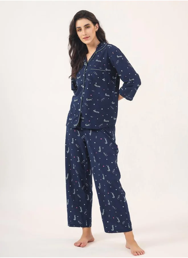 sanskrutihomes Sanskrutihomes Women All-Over Printed Pure Cotton Shirt and Pyjama Set