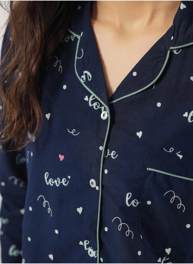 sanskrutihomes Sanskrutihomes Women All-Over Printed Pure Cotton Shirt and Pyjama Set