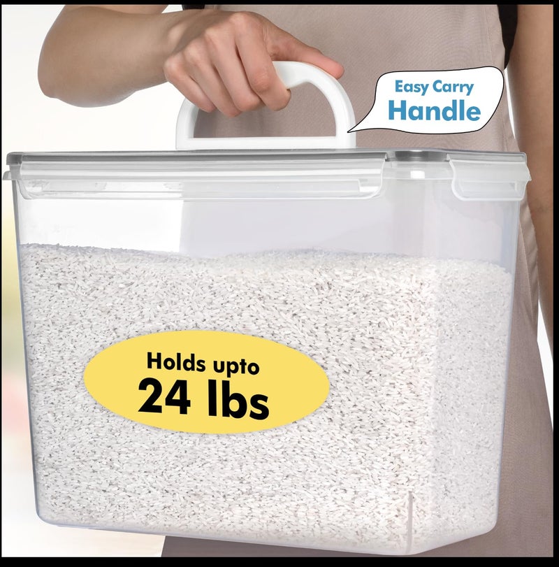 Shazo 2 PC (11L | 372 oz) Flour Sugar Storage Containers with Easy Carry Handle - Plastic Extra Large Food Storage Containers with Lids for Rice Cereal, BPA Free & Airtight Kitchen Pantry Organization - Image 2