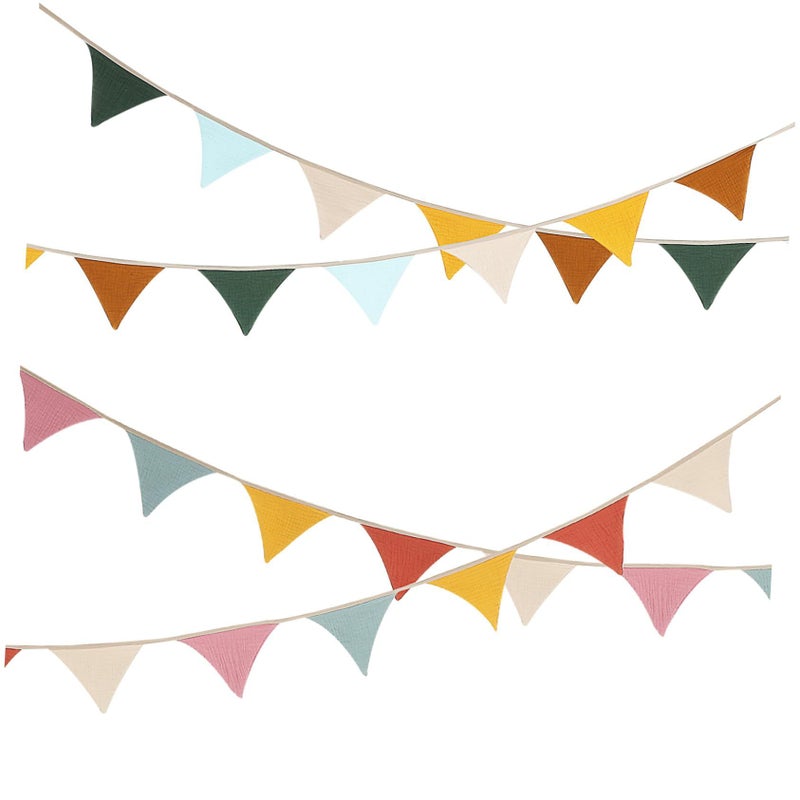 2Pcs Triangle Bunting Banner Outdoor Party Decorations Vibrant Flags Birthday Camping Wall Decor Washable Reusable Hanging - Image 2