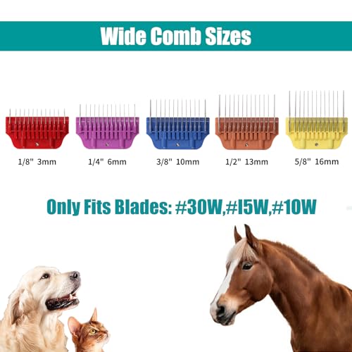 DODAER Dog Animal Stainless Steel Wide Clipper Attachment Guard Comb Set for A5 Series SnapOnOff Design CombsOnly Fir for 10W15W30W Wide Blade Medium 5Piece - Image 3
