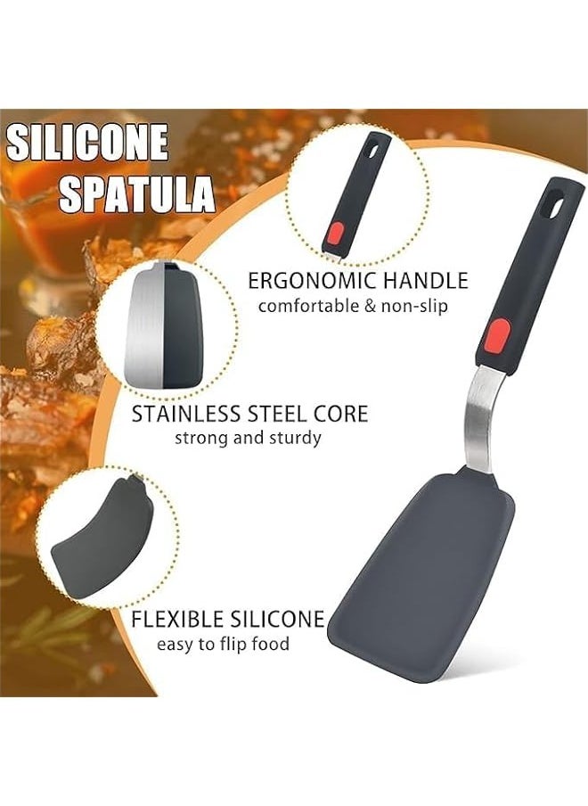 TRASSLE - Silicone Spatula Turner Set of 3,600°F Heat Resistant Cooking Spatulas for Nonstick Cookware, Large Flexible Kitchen Utensils BPA Free Rubber Spatula Set for Egg, Pancake, Fish, Burger - Image 1