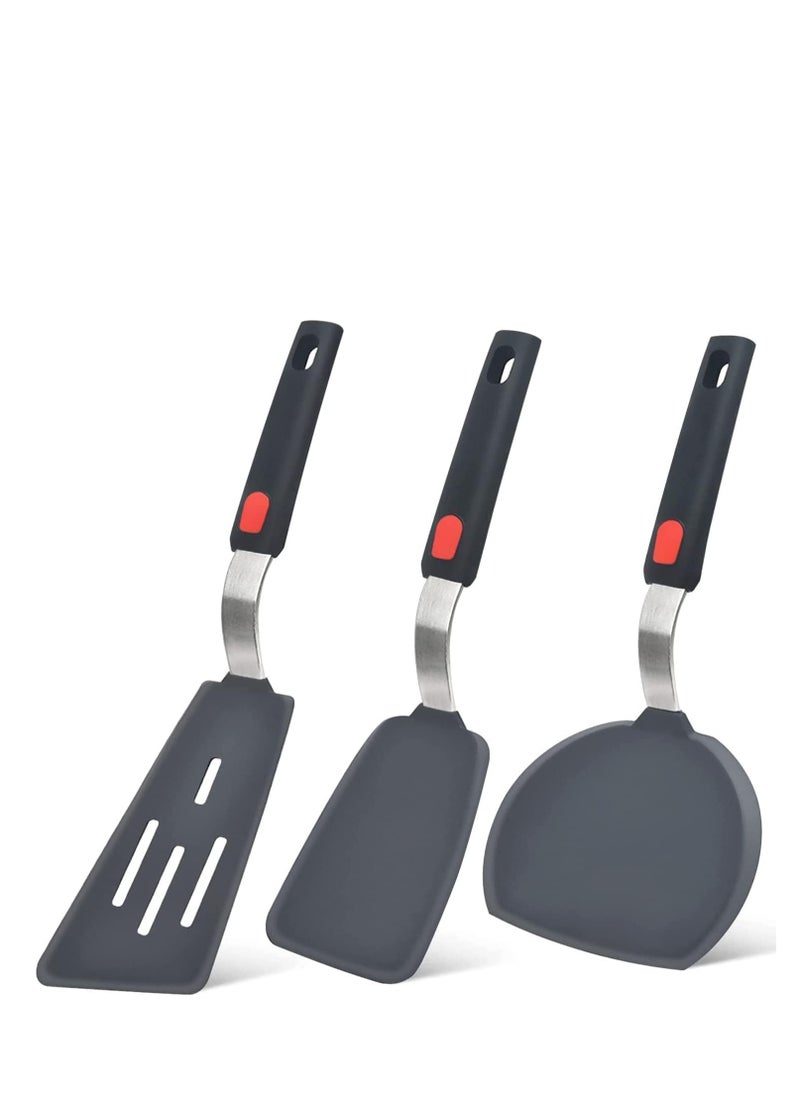 TRASSLE - Silicone Spatula Turner Set of 3,600°F Heat Resistant Cooking Spatulas for Nonstick Cookware, Large Flexible Kitchen Utensils BPA Free Rubber Spatula Set for Egg, Pancake, Fish, Burger - Image 1