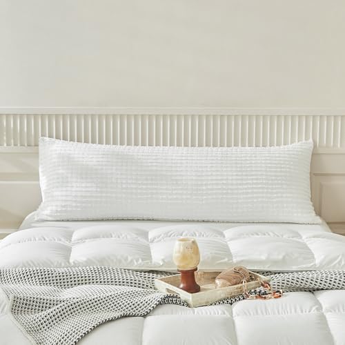 WARMDERN White Pillow Covers Body Pillow Cover Soft Microfiber Pillow Cases Set of 1 Boho Textured Pillowcase with Envelope Closure(White, Body, 20x54 Inches) - Image 2