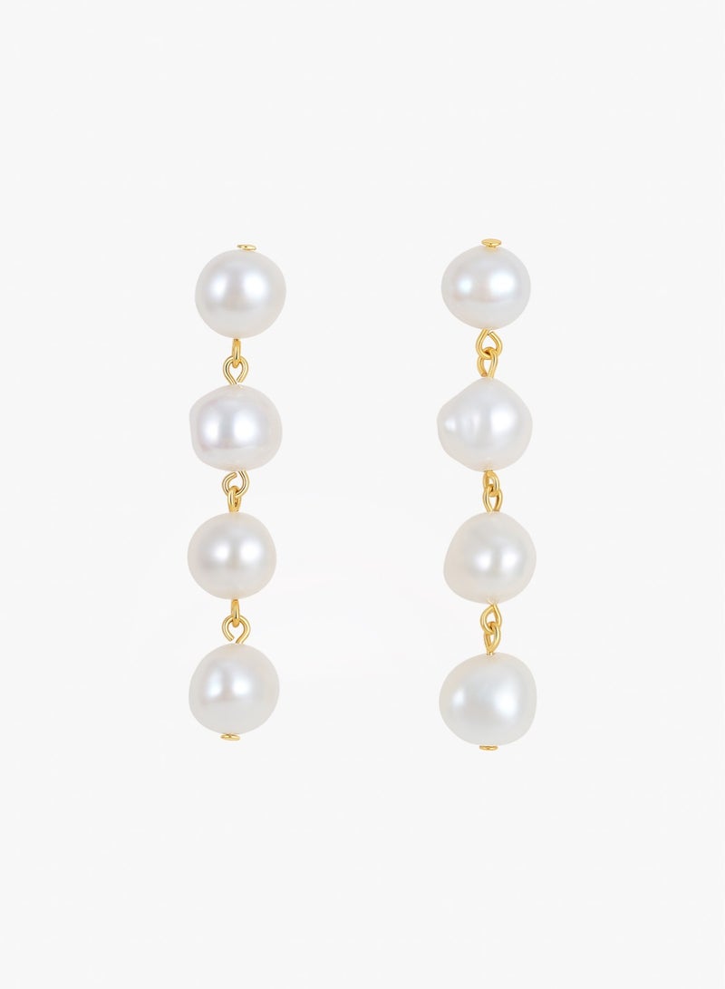 Sunlit River Drop Earrings - 18K Gold Plated 925 Silver, Freshwater Baroque Pearl