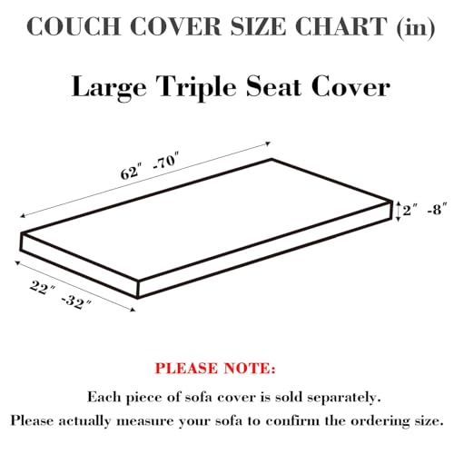 Disayu Couch Covers for 3 Cushion Sofa Pet Friendly Couch Cushion Covers Universal Sofa Covers Washable Stretch Slipcovers for Sectional Sofa Texture Ivory WhiteLarge Triple Seat Cover - Image 3