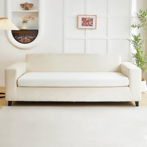 Disayu Couch Covers for 3 Cushion Sofa Pet Friendly Couch Cushion Covers Universal Sofa Covers Washable Stretch Slipcovers for Sectional Sofa Texture Ivory WhiteLarge Triple Seat Cover - Image 1
