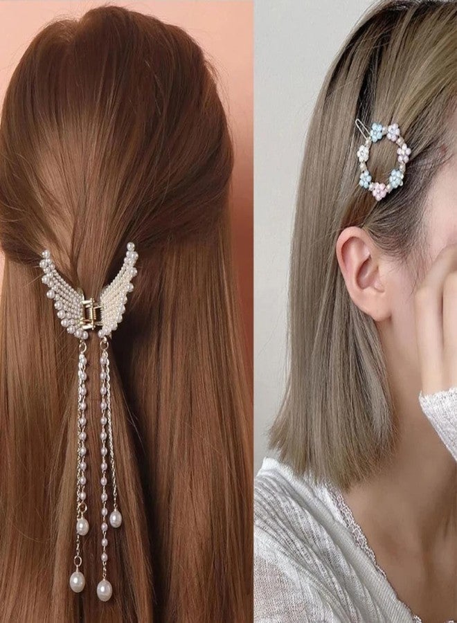 Pearl Butterfly Hair Clip with Floral Hair Pins Combo Elegant Korean Style Hair Accessories Set for Women & Girls - Image 5