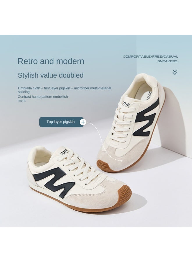ZHR Top Layer Pigskin】mango Toe Retro White Sneakers, Soft And Lightweight German Training Shoes, Women's Athletic Casual Shoes - Image 5