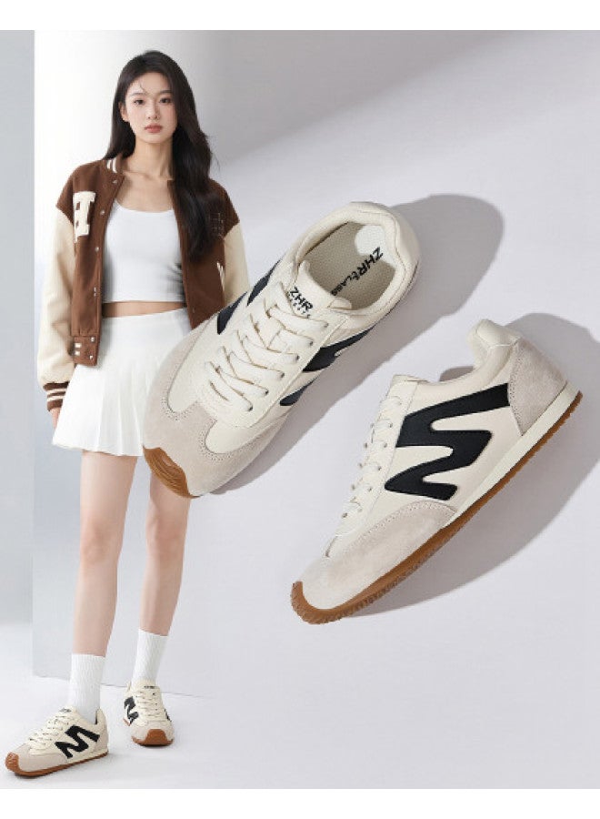 ZHR Top Layer Pigskin】mango Toe Retro White Sneakers, Soft And Lightweight German Training Shoes, Women's Athletic Casual Shoes - Image 1