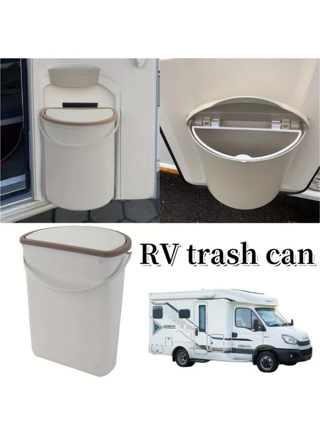 Compact RV Trash Can With Lid Portable Easy Clean Travel Waste Basket 1pc - Image 1