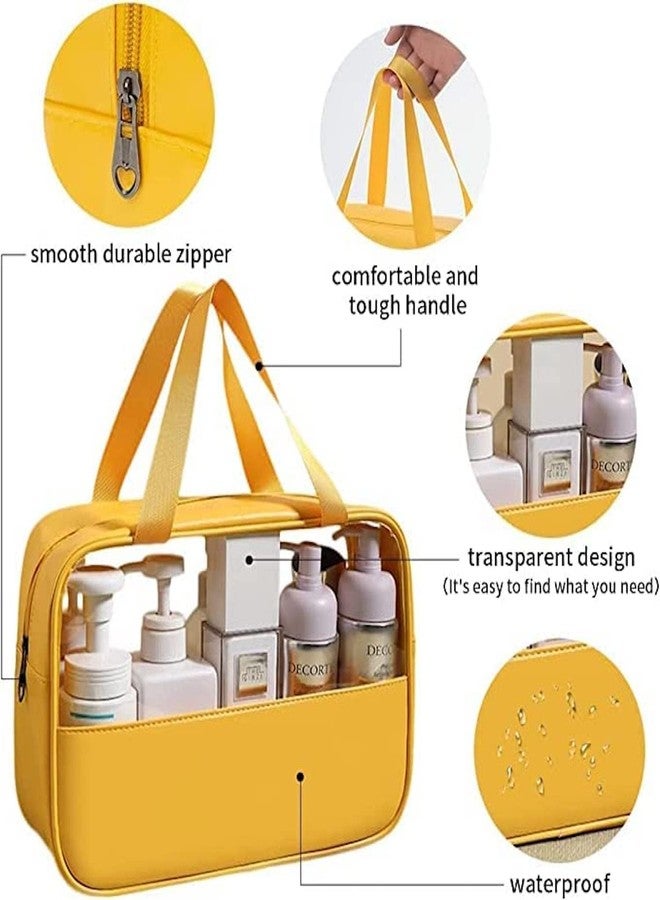 HOOPOES Travel Toiletry Pouch for Women & Men, Portable Cosmetic Organizer Bag for Full-Sized Shampoo, Brushes Set, Toys, Stationery, Bathroom & Makeup Accessories (Yellow, 3 pcs Set) - Image 5