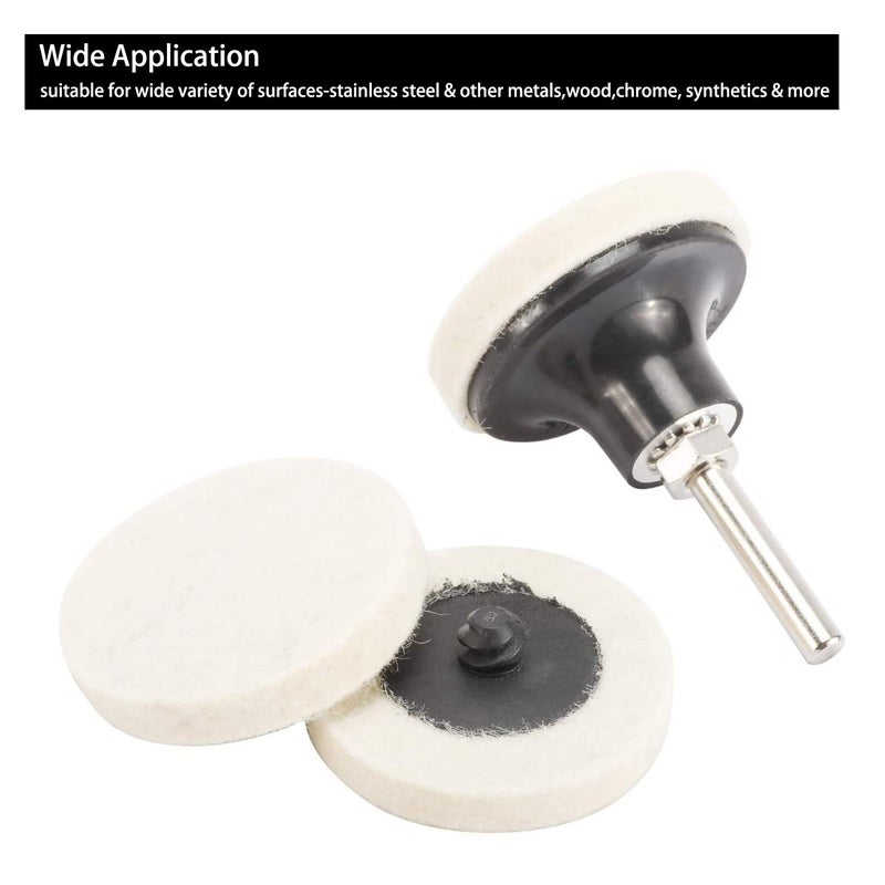 DELE 30 Pcs of 2" Commpressed Wool Fabric Qc Disc Polishing Buffing Pads Wheels and 1 Pcs of 2" Disc Pad Holder with 1/4" Shank for Polishing & Buffing Projects - Image 5