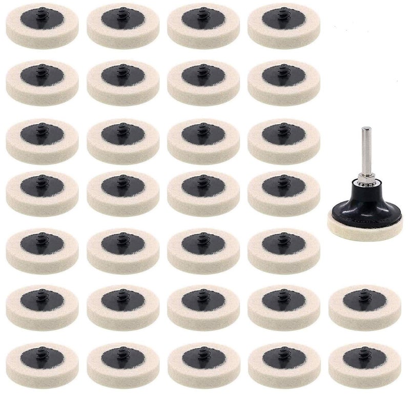 DELE 30 Pcs of 2" Commpressed Wool Fabric Qc Disc Polishing Buffing Pads Wheels and 1 Pcs of 2" Disc Pad Holder with 1/4" Shank for Polishing & Buffing Projects - Image 1