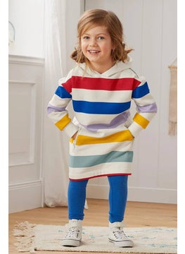 Tchibo Kids Girl Hooded Long Sleeve Striped Sweatshirt, Beige Combo  - Image 1